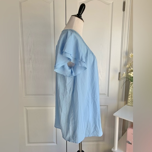 Suzanne Betro Lace Yoke Double Ruffle Sleeve Tunic Too - Picture 11 of 14